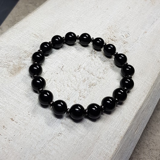 biżuteria męska Męska bransoletka mocy czarny onyks, hematyt b13