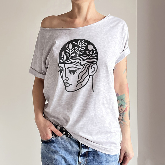 t-shirt damskie Kobieta Botaniczna Szary Oversize