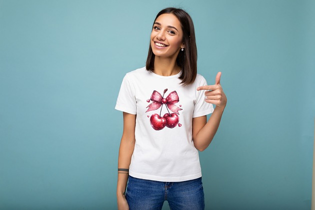 t-shirt damskie WIŚNIE koszulka z nadrukiem