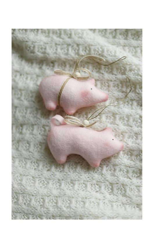 dekoracje świąteczne Świnki zawieszki na choinkę komplet