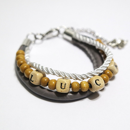 bransoletki drewniane Bransoletka - LUCK koraliki drewniane - rzemienie