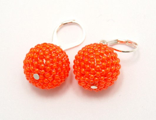 Kolczyki Beaded Beads kuleczki pomarańczowe MadeByInati