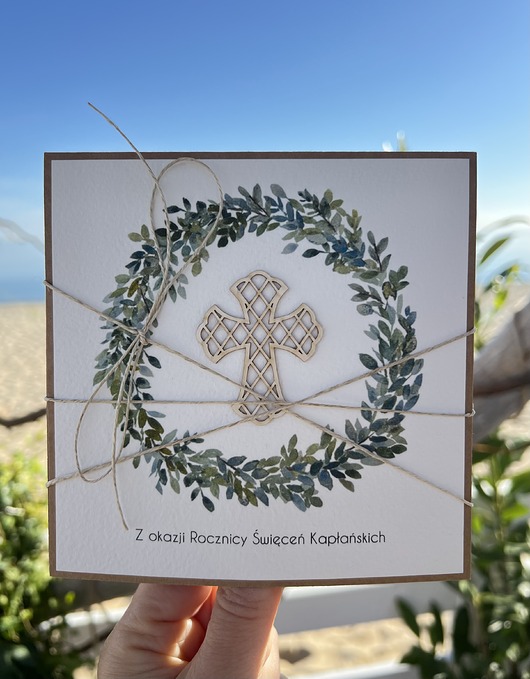 kartki scrapbooking Kartka z okazji rocznicy święceń kapłańskich ręcznie robiona