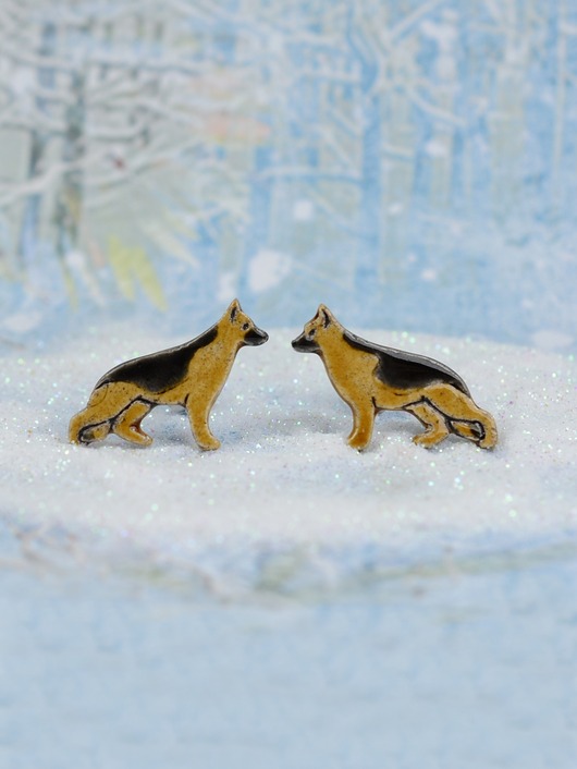 kolczyki ceramiczne Owczarek niemiecki-kolczyki z psem