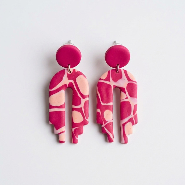 kolczyki z masy plastycznej Kolczyki Pink
