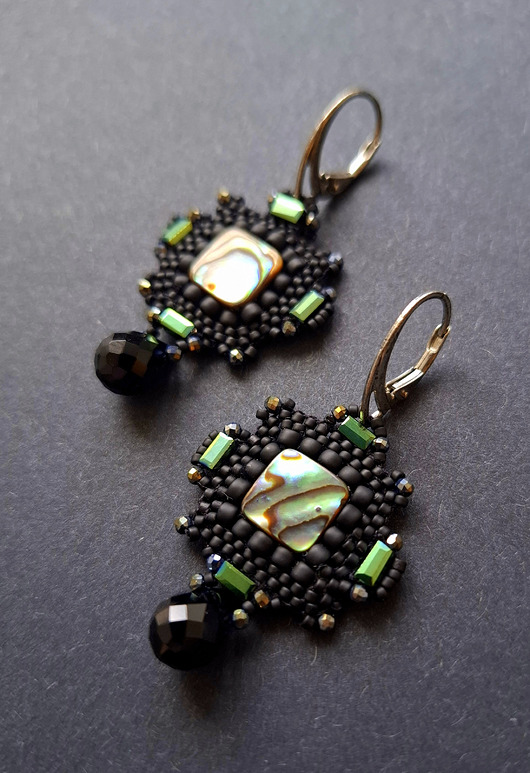 kolczyki z kamieniami Kolczyki zdobne muszle no2