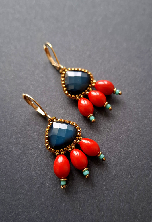 kolczyki szklane Kolczyki w kroplach trzech no4