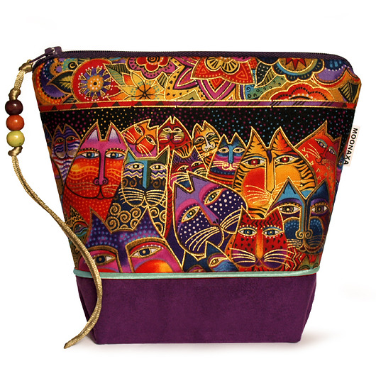 kosmetyczka - złocone koty Laurel Burch - fiolet MOONAXA