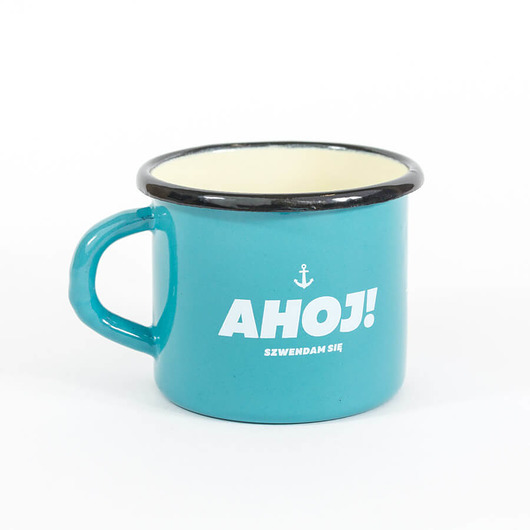 kubki Kubek emaliowany AHOJ/BAŁTYK turkusowy