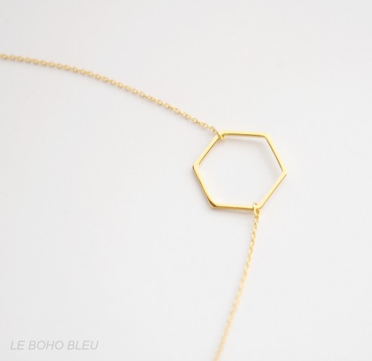 Gold Plated Hexagon Necklace Le Boho Bleu