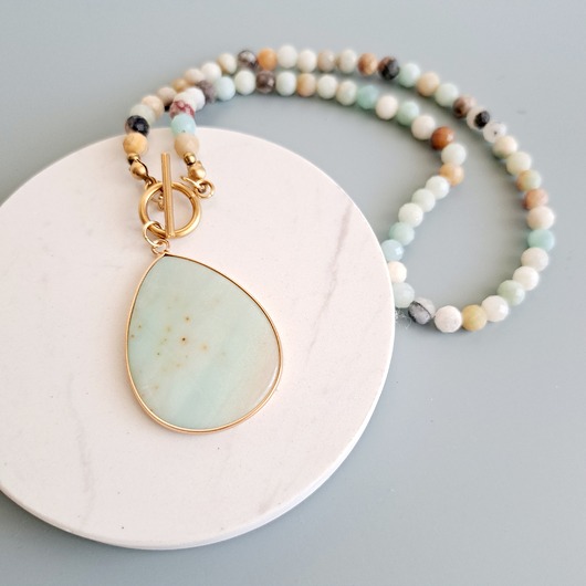 naszyjniki - inne Naszyjnik z amazonitem - amulet - sukces