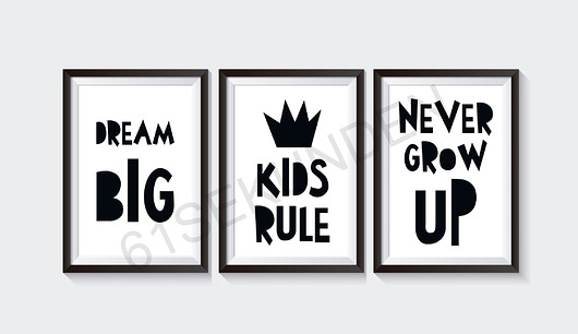 3 Plakaty do pokoju dziecięcego KIDS RULE 61sekunden