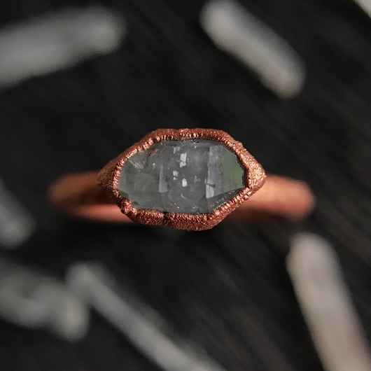 pierścionki - różne Pierścionek miedziany z Diamentem Herkimer