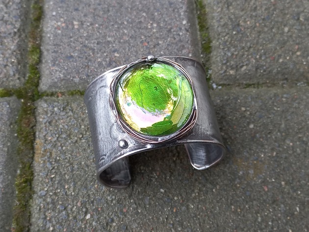 bransoletki wire wrapping Na zielono - bransoletka regulowana