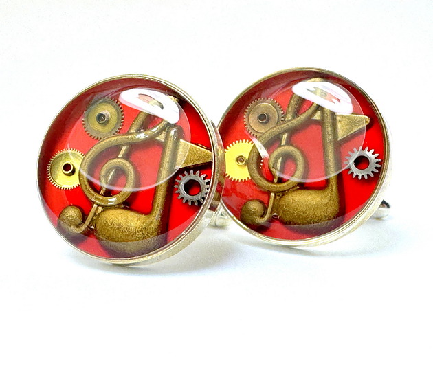 spinki do mankietów SPINKI - Nutki (czerwone)