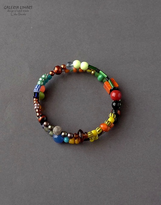 bransoletki - inne Bajecznie kolorowa bransoletka Boho z drobnych koralików prezent  handmade