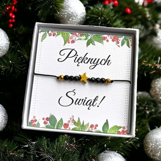 bransoletki z kamieni naturalnych Świąteczna bransoletka w wyjątkowym opakowaniu : onyks