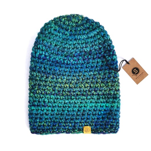 czapki damskie CRAZYCOLOR  turkusowa czapka handmade
