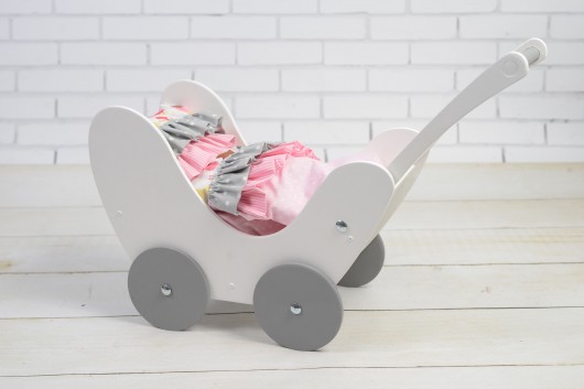 Wózek dla lalek Drewniany Pościel EKO LalaShop