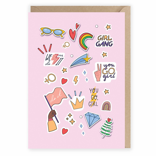 kartki okolicznościowe - wydruki Kartka okolicznościowa Girl Power Stikers