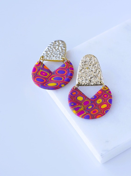 kolczyki z masy plastycznej Duże geometryczne kolczyki TRUE COLORS