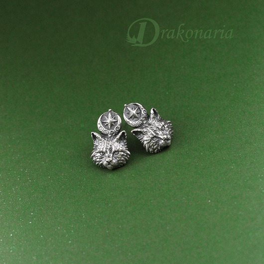 kolczyki wire wrapping Gwiezdne kotki
