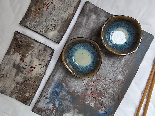 patery i talerze Ręcznie wykonany zestaw do sushi dla 2 osób