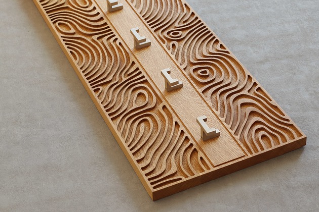 wieszaki Wieszak ścienny, drewno dębowe - 90x35cm