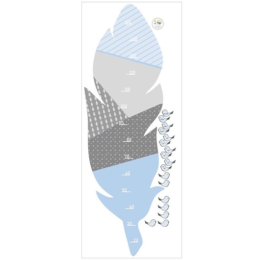 naklejki ścienne do pokoju dziecka Naklejka miarka Feather blue 150x54cm
