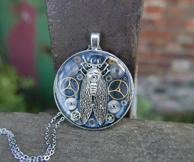 wisiory Naszyjnik  Silver Cicada 005