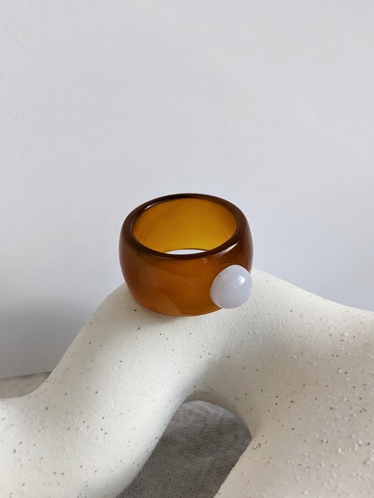 pierścionek z żywicy Masywny Pierścionek z Kamieniem Naturalnym Chunky Jelly Ring 1