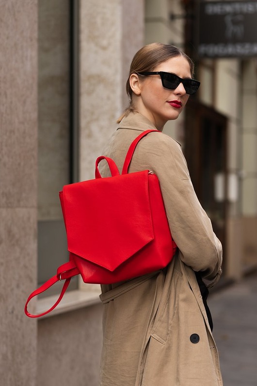 plecaki LOTUS Pop-Red Vegan-Leather Mini Backpack