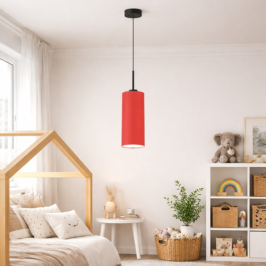 lampy do pokoju dziecka Czerwona lampa wisząca do pokoju dziecka tuba ELBA KIDS