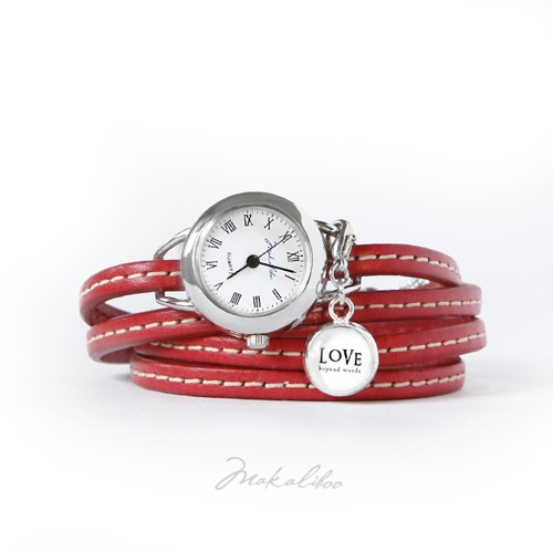 Zegarek - Love - czerwony Makaliboo