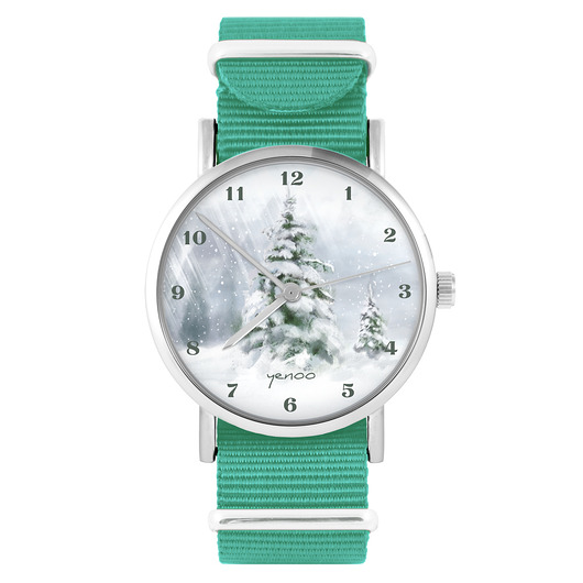 zegarki unisex Zegarek -  Choinka - turkusowy, nylonowy