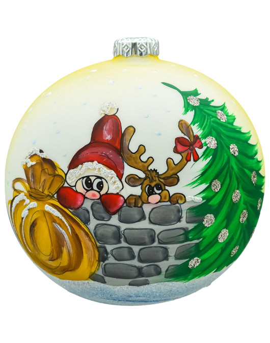 bombki Bombka okrągła: Mikołaj z reniferkiem