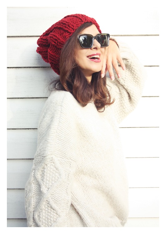 czapki damskie Czapka handmade beanie z wełną merino bulky