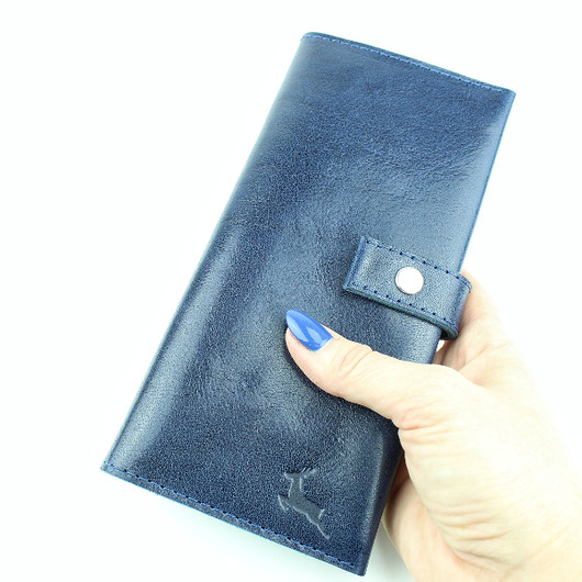 portfele damskie Portfel damski skórzany - niebieski HIT