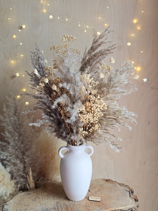 dodatki - różne Bukiet boho do wazonu - trawy pampasowe i gipsówka
