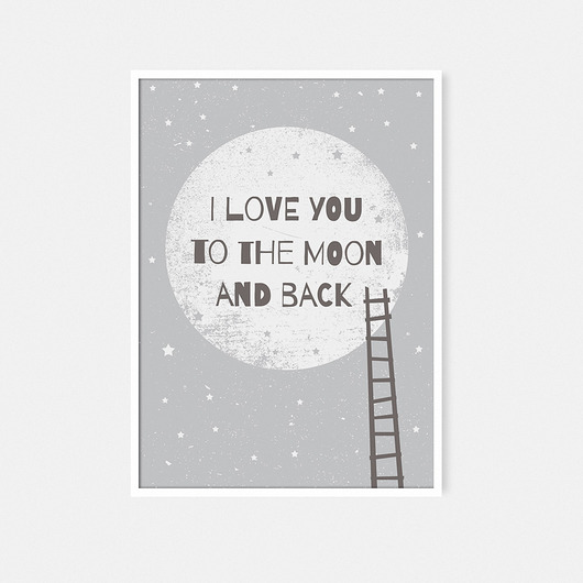 I love you to the moon and back GRAY | A4 milostudio