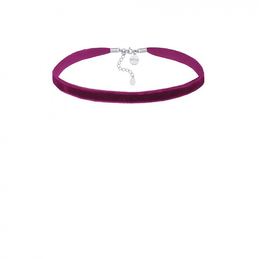 Purpurowy aksamitny choker z zapięciem SOTHO