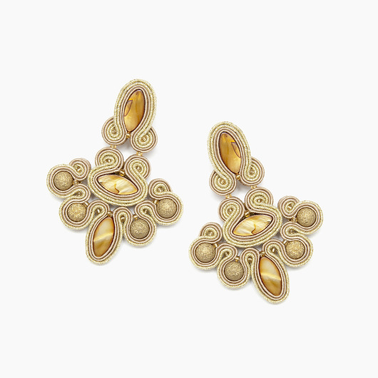kolczyki soutache Kolczyki żyrandole - złote, barokowe