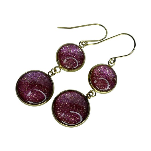 kolczyki szklane Złocone kolczyki z błyszczącymi elementami