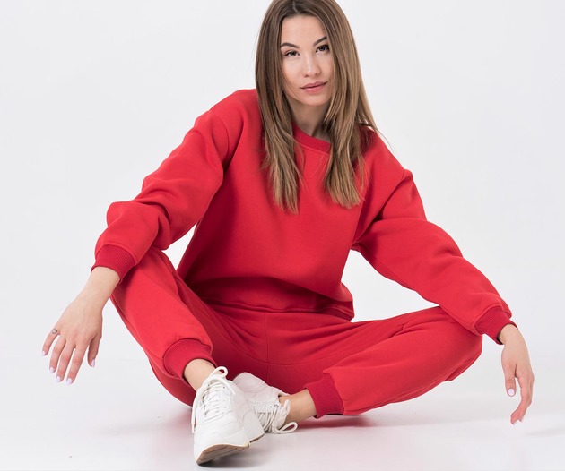 S03 CZERWONY KOMPLETNY DRES OVERSIZE KLASYCZNY Ablush
