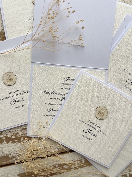 zaproszenia na komunię Najpiękniejsze oryginalne rustykalne zaproszenia na komunię - komunijne ręczn