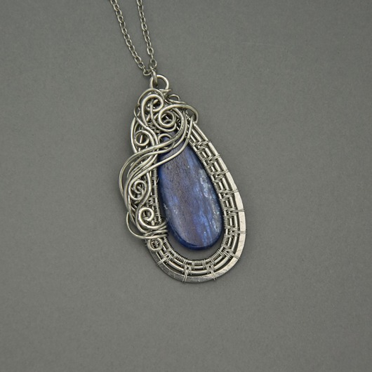 wisiory Duży wisior kyanit kianit wire wrapping