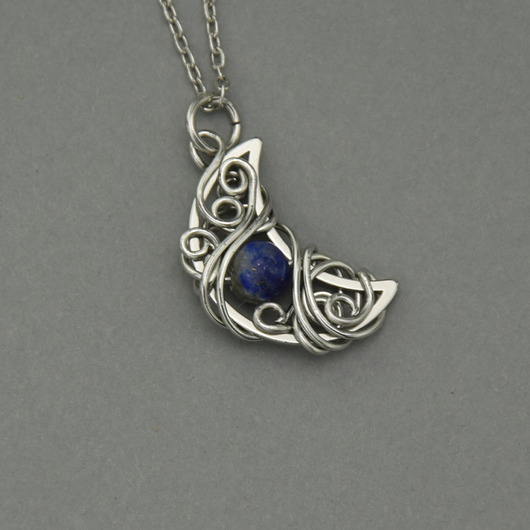 wisiory Wisiorek księżyc lapis lazuli wire wrapping półksiężyc