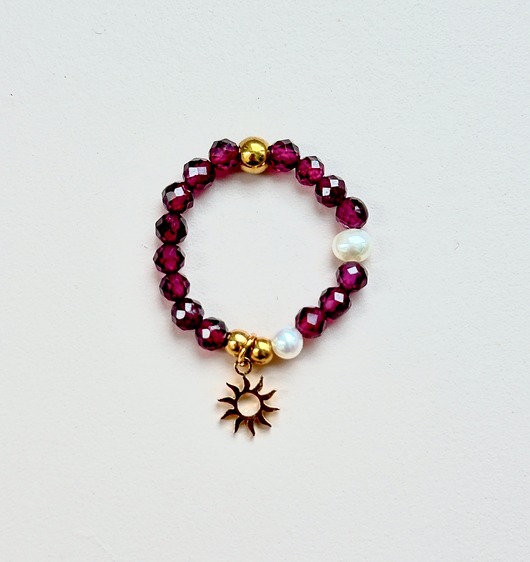 pierścionki elastyczne Pierścionek z granatu z zawieszk