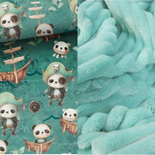 kocyki, kołderki, pościel dla dzieci WYJĄTKOWY kocyk _ panda piraci _ 75x100 cm
