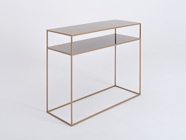 regały i półki Metalowa konsola TENSIO 2 FLOOR 100x35 - złota